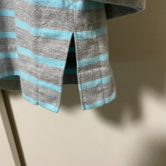Coral Bay, long sleeve, gray & mint green striped tunic w/front tie, size 1X - Picture 5 of 10